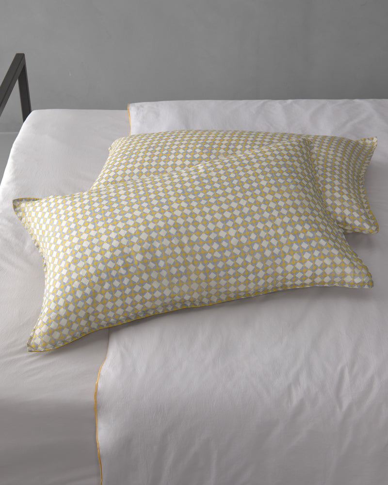 Society Limonta Nap Grid Pillow Cases Set ramie bed linens