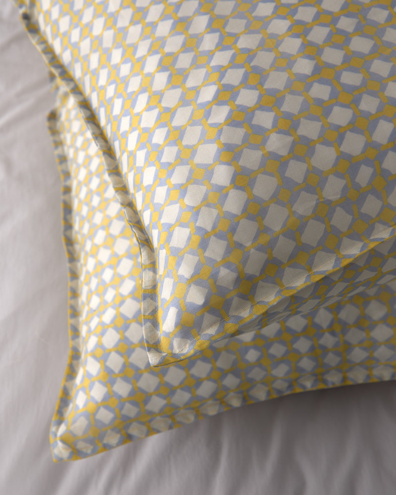 Society Limonta Nap Grid Pillow Cases Set ramie bed linens